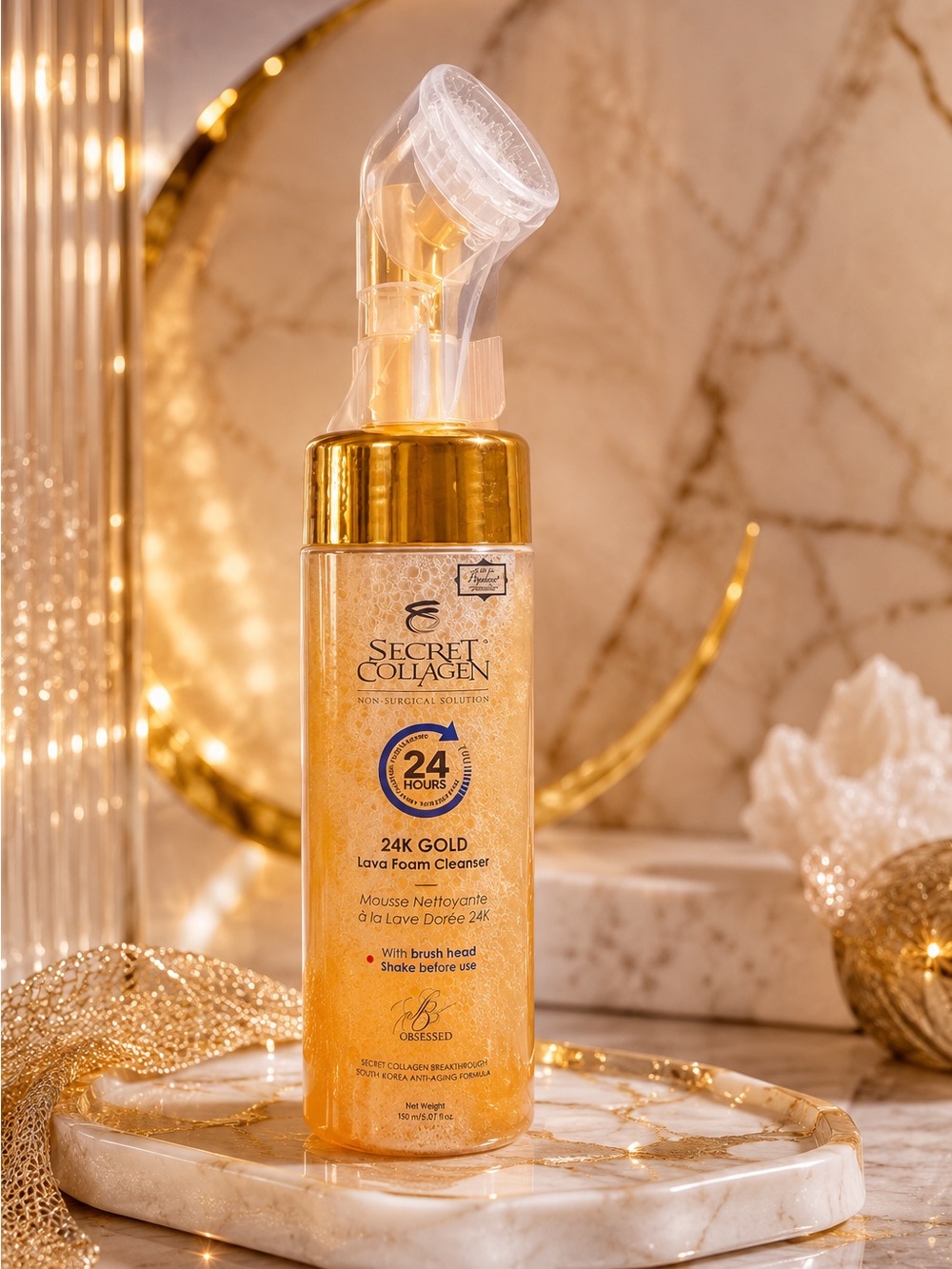 Secret Collagen 24K Gold Lava Foam Cleanser w/ Brush Head